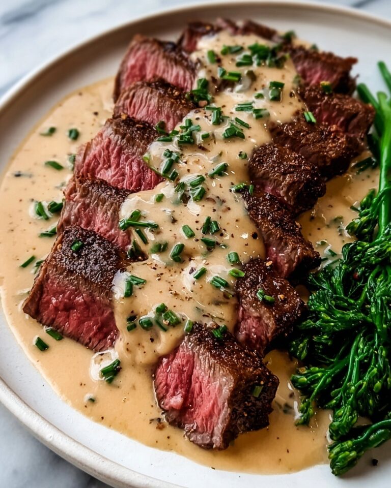 Juicy Steak with Creamy Garlic Sauce Recipe