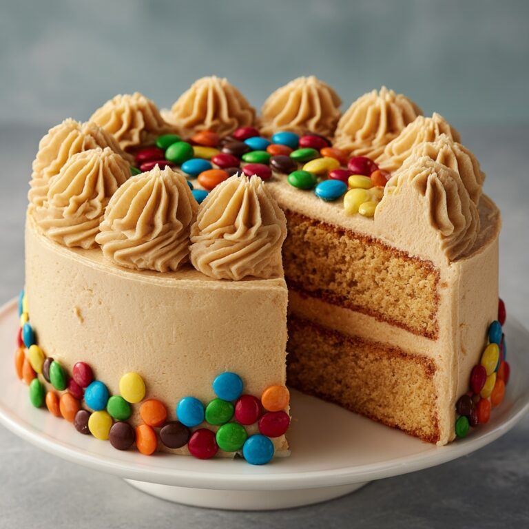 M&M’s Peanut Butter Cake with Peanut Butter Frosting Recipe