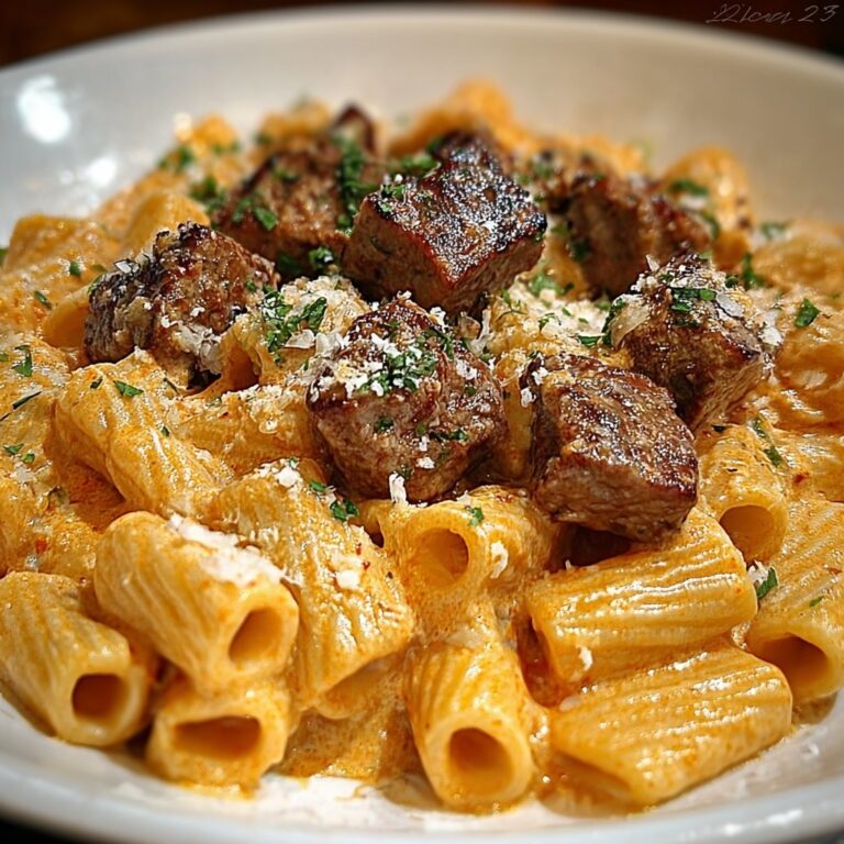 Indulgent Cajun Garlic Butter Rigatoni with Tender Beef Strips Recipe
