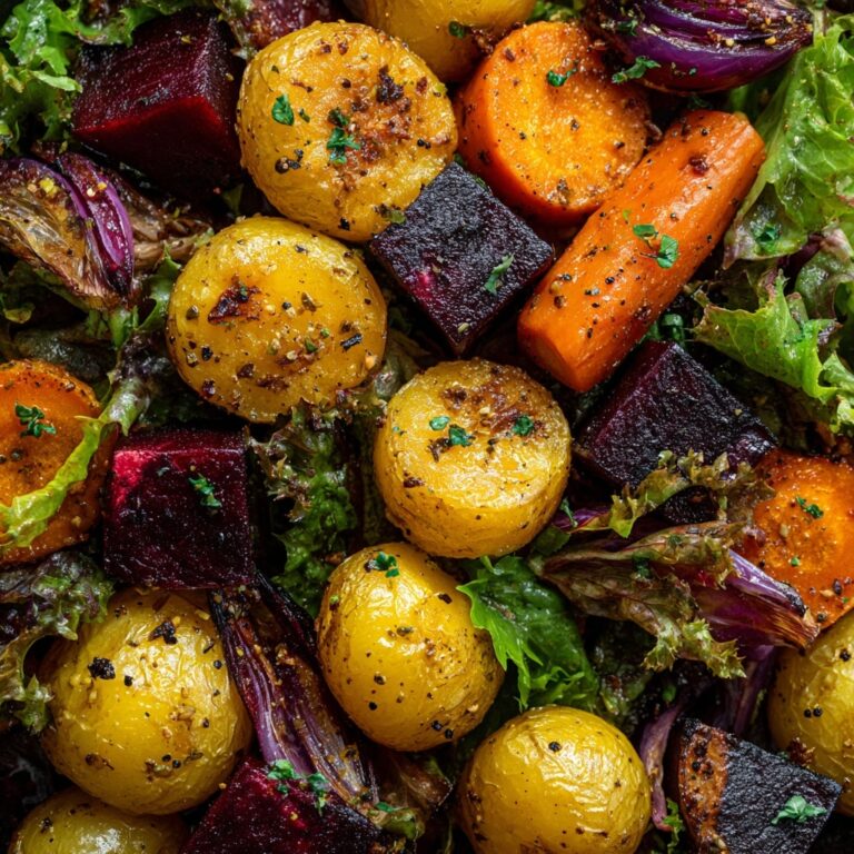 Roasted Winter Vegetable Salad with Maple Dijon Dressing Recipe